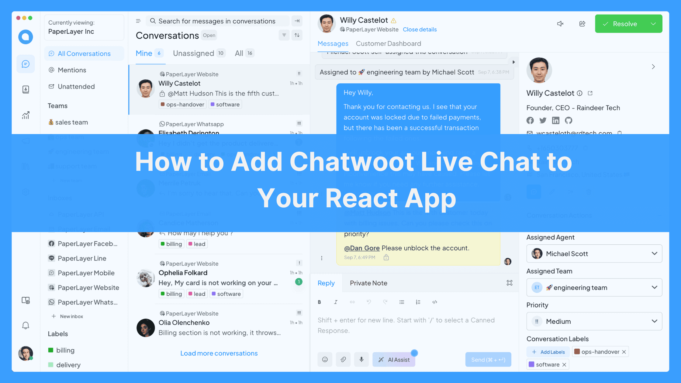 Add Chatwoot Live Chat to React App | Step-by-Step Guide